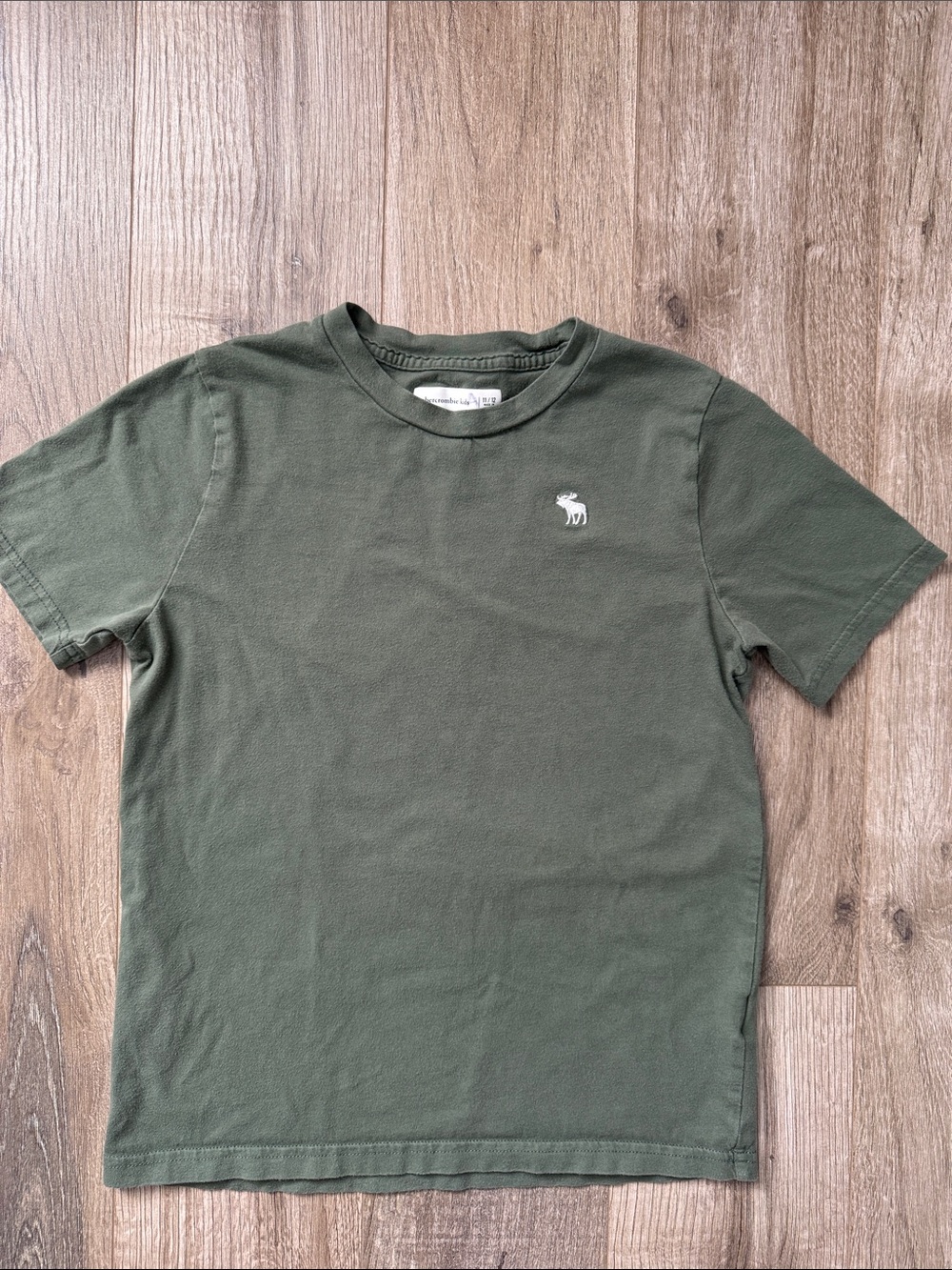 Abercrombie Kids Boys Olive Green Logo Crew T-Shirt 100% Cotton Size 11/12